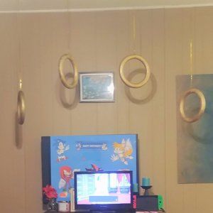 Sonic the Hedgehog birthday party decoration kid room 4 Gold Rings foam Handmade